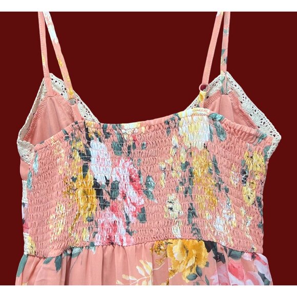 Rue 21 - Women's Summer Sleeveless High Low Hem Ruffle Floral Dress - Pink - S - Picture 15 of 16